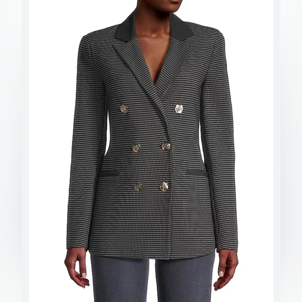 NWT Emporio Armani Jersey Jacquard Check Tailored Blazer EU 38